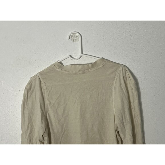 We The Free People Cream Oatmeal 3/4 Sleeve Shirt Size XL Distressed Pleats - Picture 8 of 14